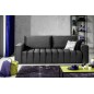 Canapé 3 places convertible et espace de rangement - Gris anthracite - en tissu velours de qualité luxe, LAZIO