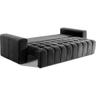Canapé 3 places convertible et espace de rangement - Gris anthracite - en tissu velours de qualité luxe, LAZIO
