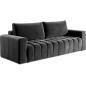 Canapé 3 places convertible et espace de rangement - Gris anthracite - en tissu velours de qualité luxe, LAZIO