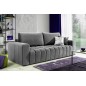 Canapé 3 places convertible et espace de rangement - Gris - en tissu velours de qualité luxe, LAZIO