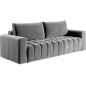 Canapé 3 places convertible et espace de rangement - Gris - en tissu velours de qualité luxe, LAZIO