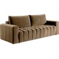 Canapé 3 places convertible et espace de rangement - Marron - en tissu velours de qualité luxe, LAZIO Canapé 3 places convertible et espace de rangement - Marron - en tissu velours de qualité luxe, LAZIO