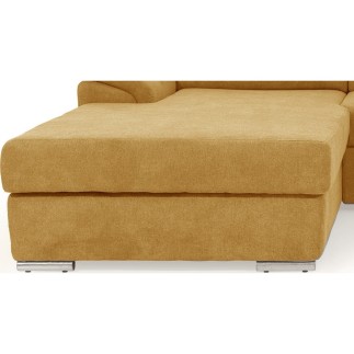 Canapé d'angle convertible en tissu Luxe, jaune moutarde, 5 places, angle gauche (vu de face) , TRESOR