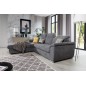 - Canapé d'angle convertible en tissu Luxe gris foncé, 5 places, angle gauche (vu de face) , TRESOR - Canapé d'angle convertible en tissu Luxe gris foncé, 5 places, angle gauche (vu de face) , TRESOR