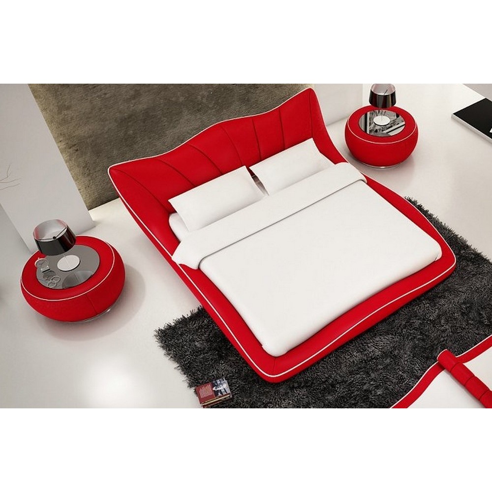 Lit en cuir italien de luxe LUXEN, rouge, 180x200 Lit en cuir italien de luxe LUXEN, rouge, 180x200