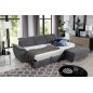Canapé d'angle convertible en tissu Luxe gris foncé, 5 places, angle droit (vu de face) - TRESOR