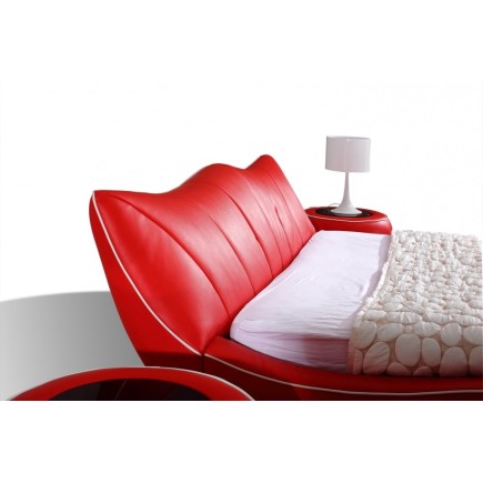 Lit en cuir italien de luxe LUXEN, rouge, 180x200