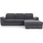 Canapé d'angle convertible en tissu Luxe gris foncé, 5 places, angle droit (vu de face) - TRESOR