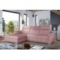 - Canapé d'angle convertible en tissu Luxe, rose, 5 places, angle gauche (vu de face) , TRESOR - Canapé d'angle convertible en tissu Luxe, rose, 5 places, angle gauche (vu de face) , TRESOR