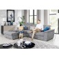 Canapé d'angle convertible en tissu Luxe, gris, 5 places, angle gauche (vu de face) , TRESOR