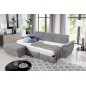 Canapé d'angle convertible en tissu Luxe, gris, 5 places, angle gauche (vu de face) , TRESOR