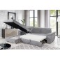 Canapé d'angle convertible en tissu Luxe, gris, 5 places, angle gauche (vu de face) , TRESOR