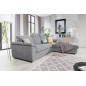 Canapé d'angle convertible en tissu Luxe, gris, 5 places, angle droit (vu de face) , TRESOR