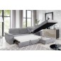 Canapé d'angle convertible en tissu Luxe, gris, 5 places, angle droit (vu de face) , TRESOR