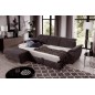 Canapé d'angle convertible en tissu Luxe, marron, 5 places, angle gauche (vu de face) , TRESOR