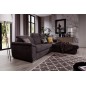 Canapé d'angle convertible en tissu Luxe, marron, 5 places, angle droit (vu de face) , TRESOR