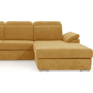 Canapé d'angle convertible en tissu Luxe, jaune moutarde, 5 places, angle droit (vu de face) , TRESOR