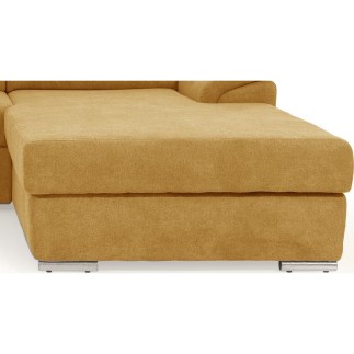 Canapé d'angle convertible en tissu Luxe, jaune moutarde, 5 places, angle droit (vu de face) , TRESOR
