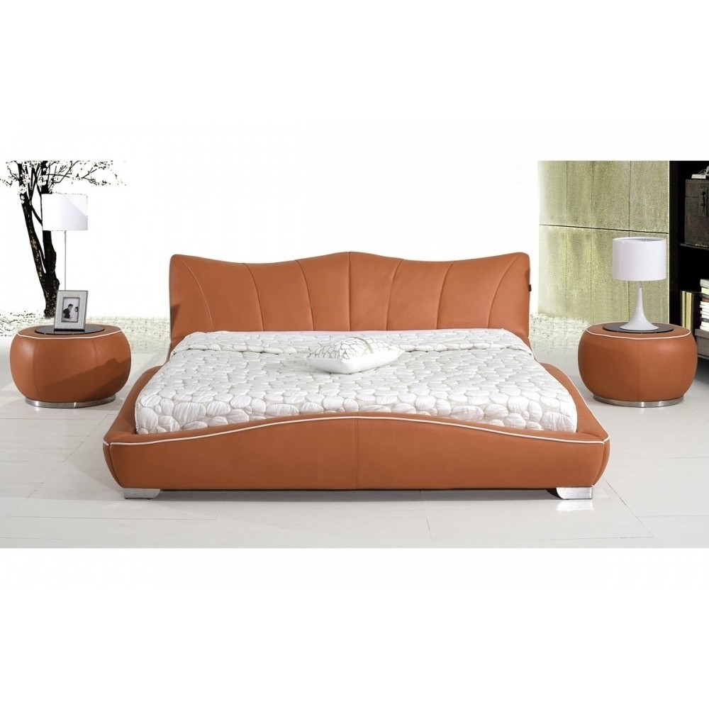 Lit en cuir italien de luxe LUXEN, marron, 160x200 Lit en cuir italien de luxe LUXEN, marron, 160x200