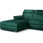 Canapé d'angle convertible en tissu velours Prestige, vert, 5 places, angle gauche (vu de face) - TRESOR Canapé d'angle convertible en tissu velours Prestige, vert, 5 places, angle gauche (vu de face) - TRESOR