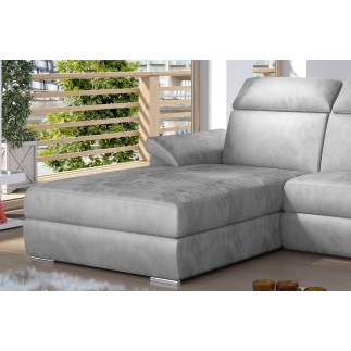 - Canapé d'angle convertible en tissu velours Prestige, gris, 5 places, angle gauche (vu de face) - TRESOR
