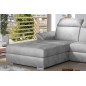 - Canapé d'angle convertible en tissu velours Prestige, gris, 5 places, angle gauche (vu de face) - TRESOR - Canapé d'angle convertible en tissu velours Prestige, gris, 5 places, angle gauche (vu de face) - TRESOR