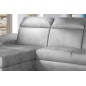 - Canapé d'angle convertible en tissu velours Prestige, gris, 5 places, angle gauche (vu de face) - TRESOR - Canapé d'angle convertible en tissu velours Prestige, gris, 5 places, angle gauche (vu de face) - TRESOR
