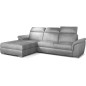 - Canapé d'angle convertible en tissu velours Prestige, gris, 5 places, angle gauche (vu de face) - TRESOR - Canapé d'angle convertible en tissu velours Prestige, gris, 5 places, angle gauche (vu de face) - TRESOR
