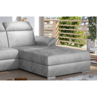 Canapé d'angle convertible en tissu velours Prestige, gris, 5 places, angle droit (vu de face) , TRESOR