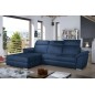 Canapé d'angle convertible en tissu velours Prestige, bleu, 5 places, angle gauche (vu de face) - TRESOR Canapé d'angle convertible en tissu velours Prestige, bleu, 5 places, angle gauche (vu de face) - TRESOR