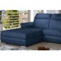 Canapé d'angle convertible en tissu velours Prestige, bleu, 5 places, angle gauche (vu de face) - TRESOR Canapé d'angle convertible en tissu velours Prestige, bleu, 5 places, angle gauche (vu de face) - TRESOR