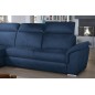Canapé d'angle convertible en tissu velours Prestige, bleu, 5 places, angle gauche (vu de face) - TRESOR Canapé d'angle convertible en tissu velours Prestige, bleu, 5 places, angle gauche (vu de face) - TRESOR