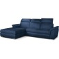 Canapé d'angle convertible en tissu velours Prestige, bleu, 5 places, angle gauche (vu de face) - TRESOR Canapé d'angle convertible en tissu velours Prestige, bleu, 5 places, angle gauche (vu de face) - TRESOR