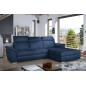 Canapé d'angle convertible en tissu velours Prestige, bleu, 5 places, angle droit (vu de face) - TRESOR Canapé d'angle convertible en tissu velours Prestige, bleu, 5 places, angle droit (vu de face) - TRESOR