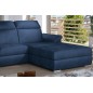 Canapé d'angle convertible en tissu velours Prestige, bleu, 5 places, angle droit (vu de face) - TRESOR Canapé d'angle convertible en tissu velours Prestige, bleu, 5 places, angle droit (vu de face) - TRESOR