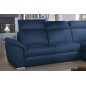 Canapé d'angle convertible en tissu velours Prestige, bleu, 5 places, angle droit (vu de face) - TRESOR Canapé d'angle convertible en tissu velours Prestige, bleu, 5 places, angle droit (vu de face) - TRESOR