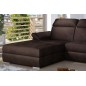 Canapé d'angle convertible en tissu velours Prestige, marron, 5 places, angle gauche (vu de face) - TRESOR Canapé d'angle convertible en tissu velours Prestige, marron, 5 places, angle gauche (vu de face) - TRESOR