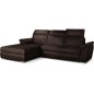 Canapé d'angle convertible en tissu velours Prestige, marron, 5 places, angle gauche (vu de face) - TRESOR Canapé d'angle convertible en tissu velours Prestige, marron, 5 places, angle gauche (vu de face) - TRESOR