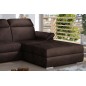 Canapé d'angle convertible en tissu velours Prestige, marron, 5 places, angle droit (vu de face) - TRESOR Canapé d'angle convertible en tissu velours Prestige, marron, 5 places, angle droit (vu de face) - TRESOR