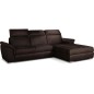 Canapé d'angle convertible en tissu velours Prestige, marron, 5 places, angle droit (vu de face) - TRESOR Canapé d'angle convertible en tissu velours Prestige, marron, 5 places, angle droit (vu de face) - TRESOR