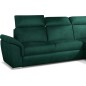 Canapé d'angle convertible en tissu velours Prestige, vert, 5 places, angle droit (vu de face) - TRESOR Canapé d'angle convertible en tissu velours Prestige, vert, 5 places, angle droit (vu de face) - TRESOR