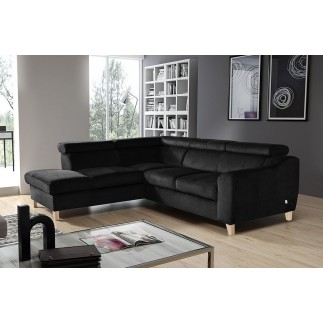 1er paiement de la commande/ canapé d'angle en tissu luxe 5 places, ashley, noir, angle gauche (vu de face), 6x sans frais, tota