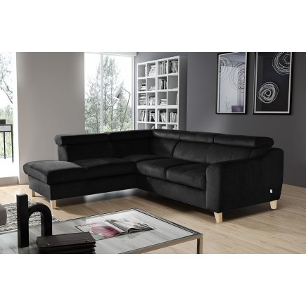 1er paiement de la commande/ canapé d'angle en tissu luxe 5 places, ashley, noir, angle gauche (vu de face), 6x sans frais, tota