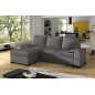 Canapé d'angle convertible - en tissu gris et simili gris, angle gauche (vu de face) - LUCAS, 4 places Canapé d'angle convertible - en tissu gris et simili gris, angle gauche (vu de face) - LUCAS, 4 places
