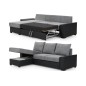 Canapé d'angle convertible - en tissu gris et simili gris, angle gauche (vu de face) - LUCAS, 4 places Canapé d'angle convertible - en tissu gris et simili gris, angle gauche (vu de face) - LUCAS, 4 places