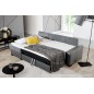 Canapé d'angle convertible - en tissu gris et simili gris, angle gauche (vu de face) - LUCAS, 4 places Canapé d'angle convertible - en tissu gris et simili gris, angle gauche (vu de face) - LUCAS, 4 places