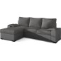 Canapé d'angle convertible - en tissu gris et simili gris, angle gauche (vu de face) - LUCAS, 4 places Canapé d'angle convertible - en tissu gris et simili gris, angle gauche (vu de face) - LUCAS, 4 places