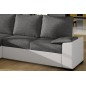 Canapé d'angle convertible - en tissu gris et simili blanc, angle gauche (vu de face) - LUCAS, 4 places Canapé d'angle convertible - en tissu gris et simili blanc, angle gauche (vu de face) - LUCAS, 4 places