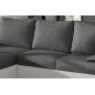 Canapé d'angle convertible - en tissu gris et simili blanc, angle gauche (vu de face) - LUCAS, 4 places Canapé d'angle convertible - en tissu gris et simili blanc, angle gauche (vu de face) - LUCAS, 4 places