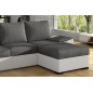 Canapé d'angle convertible en tissu gris et simili blanc, angle droit (vu de face), LUCAS, 4 places Canapé d'angle convertible en tissu gris et simili blanc, angle droit (vu de face), LUCAS, 4 places